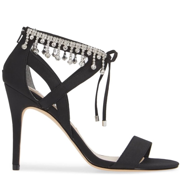 Nina Collina Black Satin Heeled Sandals Evening Stiletto Heel Pump Dress Shoes 8 - Picture 3 of 8